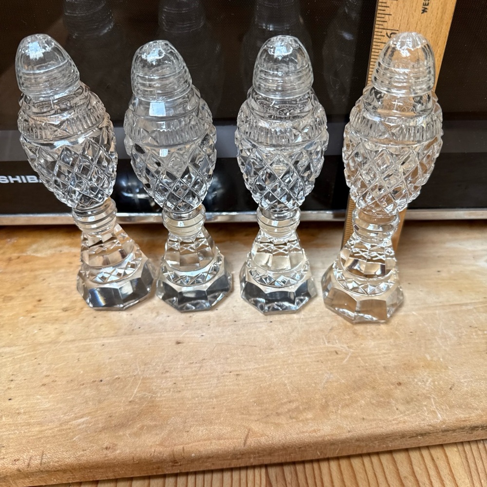 Vintage Bohemian cut crystal salt and pepper shakers (4)